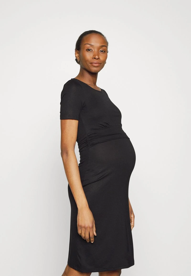 SHORT SLEEVES RUCHED WAIST MINI FLARED DRESS - Jerseykleid - Black 8 SHORT SLEEVES RUCHED WAIST MINI FLARED DRESS - Jerseykleid - Black - Image 6